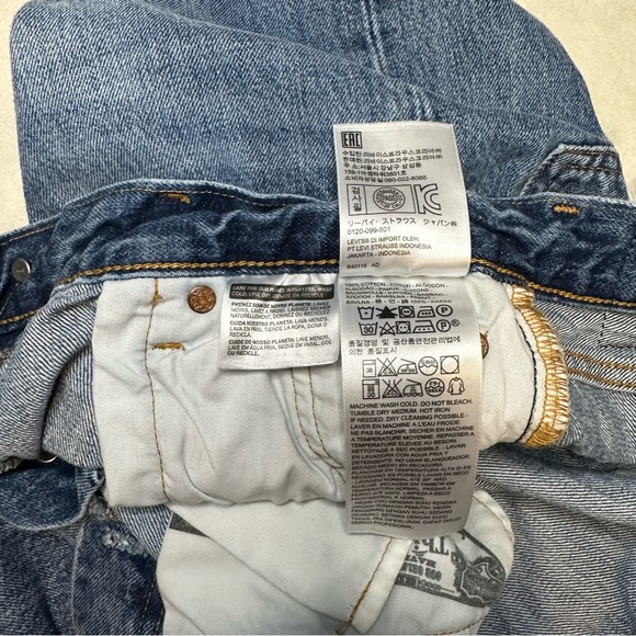 Levi's 501 Color-block Patchwork Ragged Lands Raw Hem Slim Straight Denim Jeans - Picture 16 of 16